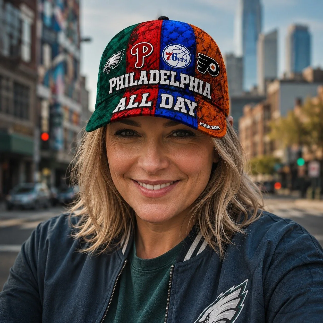 Philadelphia All Day Sports Fan Baseball Cap, Eagles Phillies 76ers Flyers Hat 8 Philadelphia All Day Sports Fan Baseball Cap, Eagles Phillies 76ers Flyers Hat
