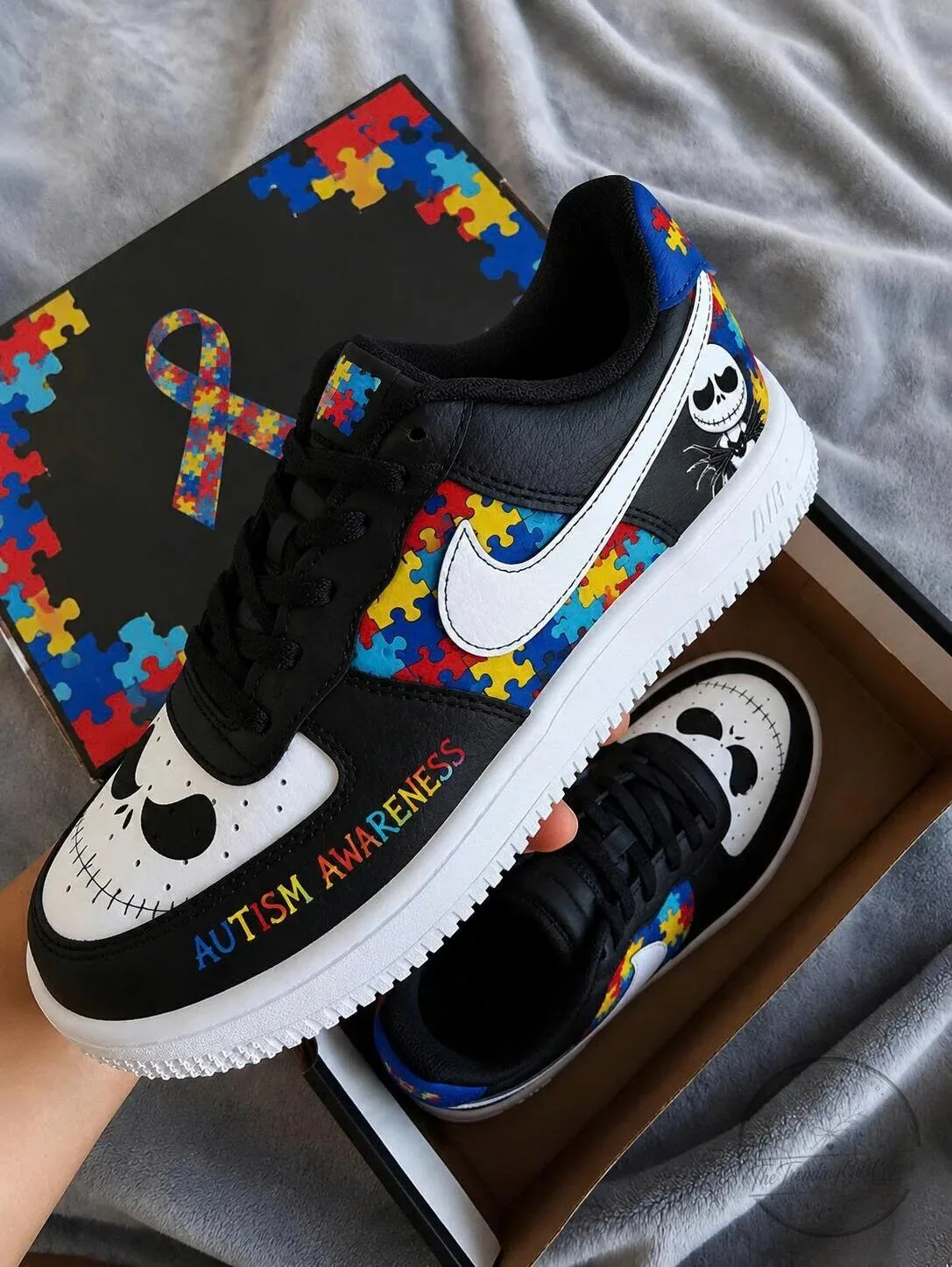 Jack Skellington Autism Awareness Custom Sneakers 3 Jack Skellington Autism Awareness Custom Sneakers
