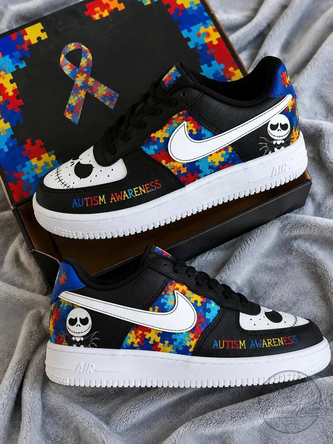 Jack Skellington Autism Awareness Custom Sneakers 5 Jack Skellington Autism Awareness Custom Sneakers
