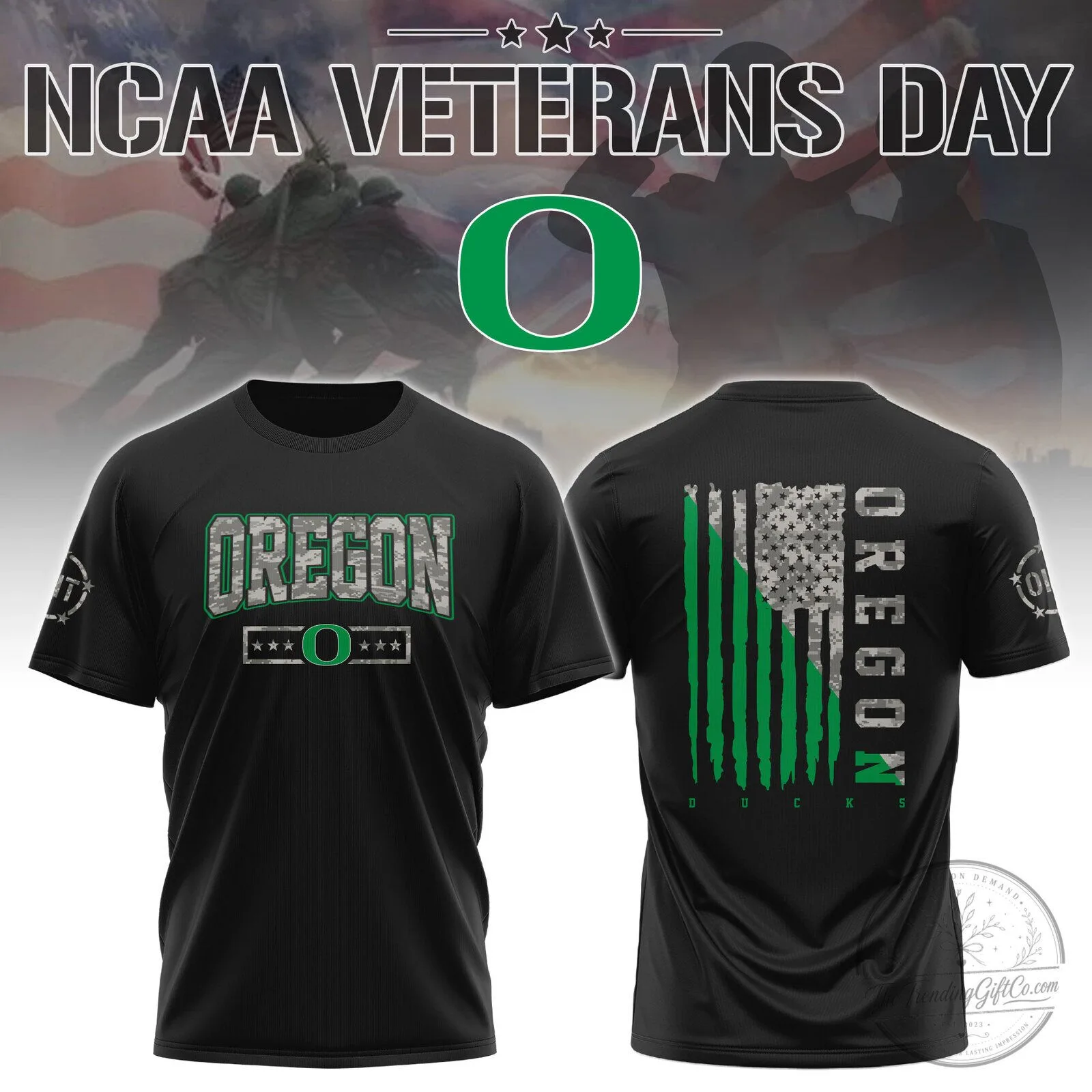 Oregon Ducks NCAA Veterans Day Commemorative Black T-Shirt 1 Oregon Ducks NCAA Veterans Day Commemorative Black T-Shirt