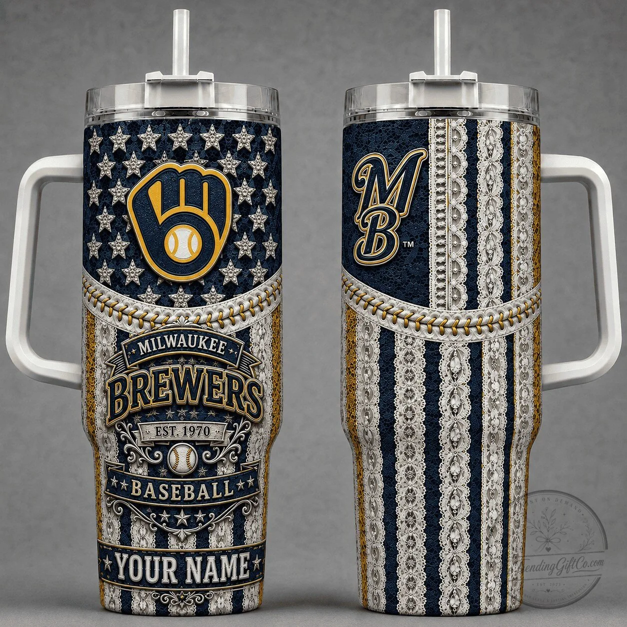 Milwaukee Brewers Baseball Team Personalized Tumbler with Handle