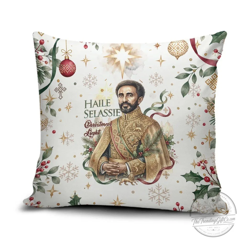 Haile Selassie Christmas Light Ethiopian Orthodox Vintage Style Pillow Cover