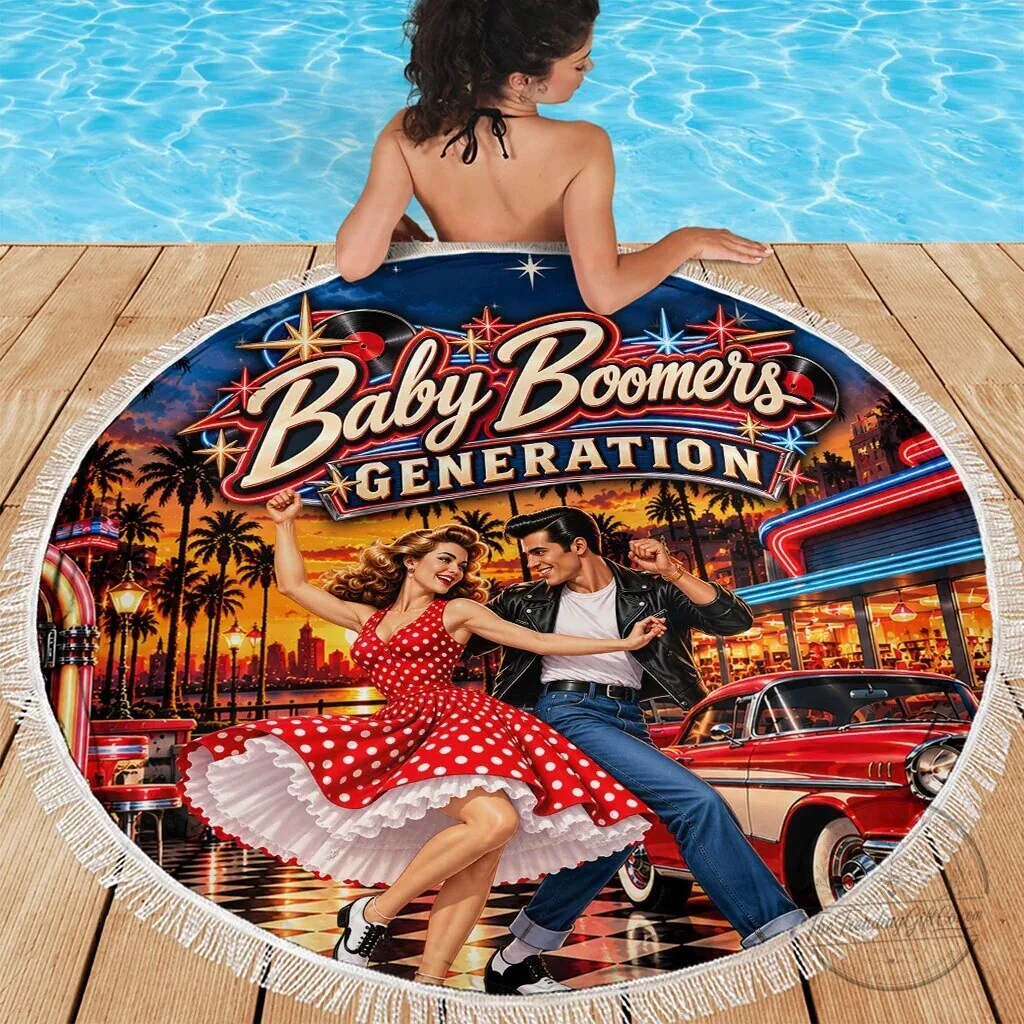 Baby Boomers Generation Vintage 1950s Retro Rock And Roll Beach Blanket 7 Baby Boomers Generation Vintage 1950s Retro Rock And Roll Beach Blanket