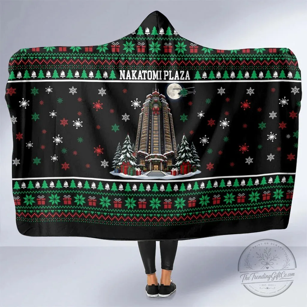 Nakatomi Plaza Christmas Party Ugly Sweater Style Hooded Blanket