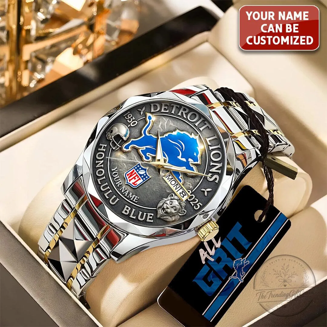 Detroit Lions 95th Anniversary Personalized Stainless Steel Quartz Watch