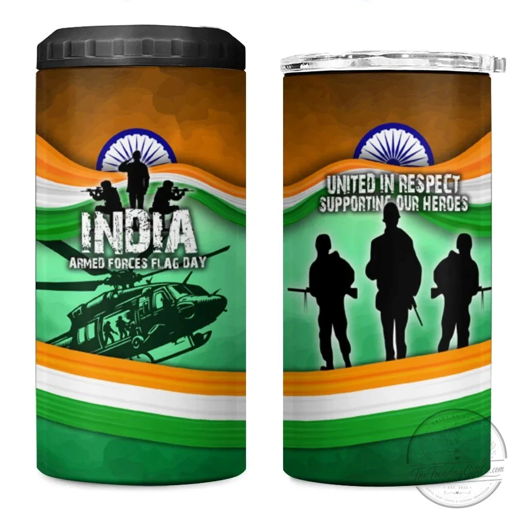 India Armed Forces Flag Day Patriotic Indian Military Can Cooler Tumbler 7 India Armed Forces Flag Day Patriotic Indian Military Can Cooler Tumbler