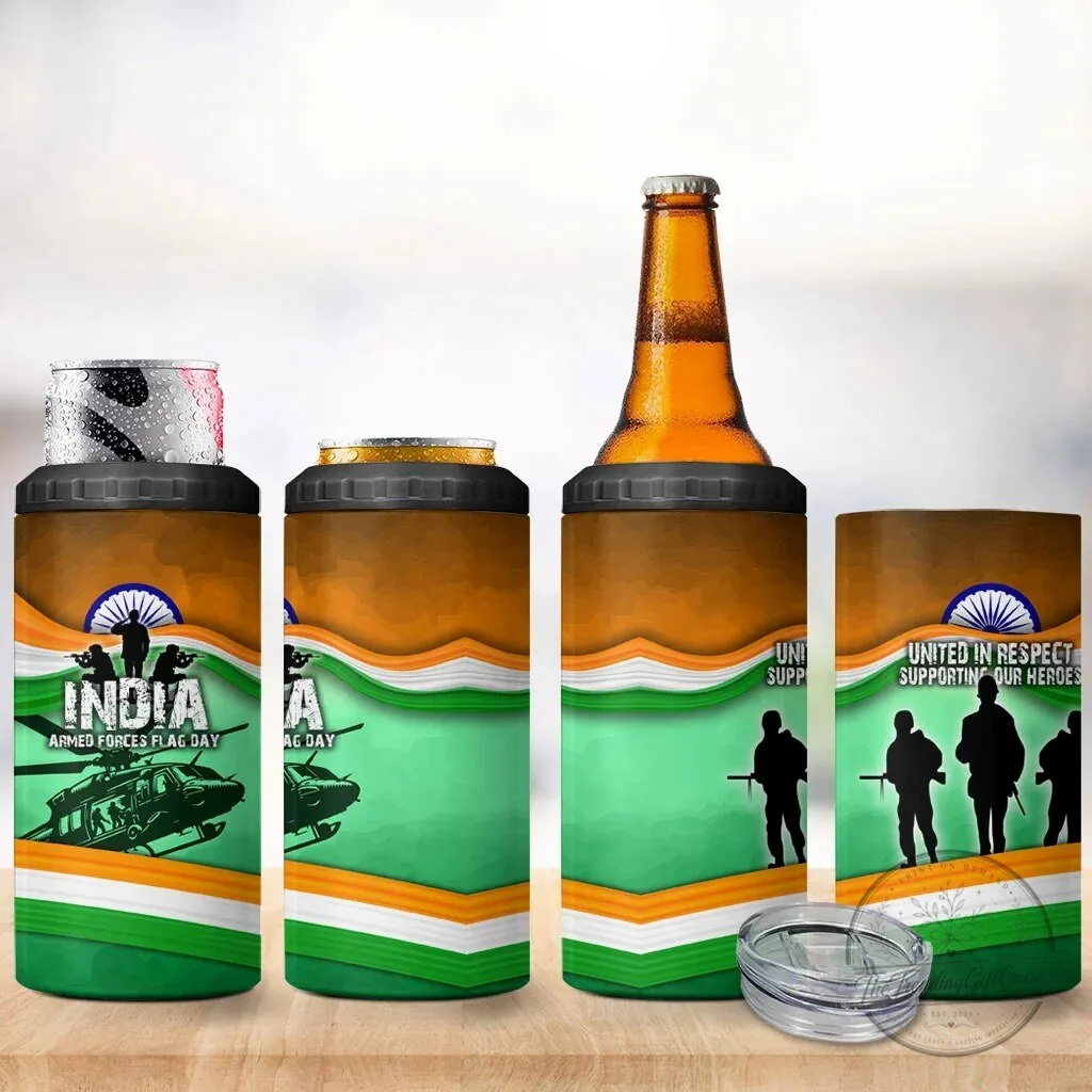 India Armed Forces Flag Day Patriotic Indian Military Can Cooler Tumbler 8 India Armed Forces Flag Day Patriotic Indian Military Can Cooler Tumbler
