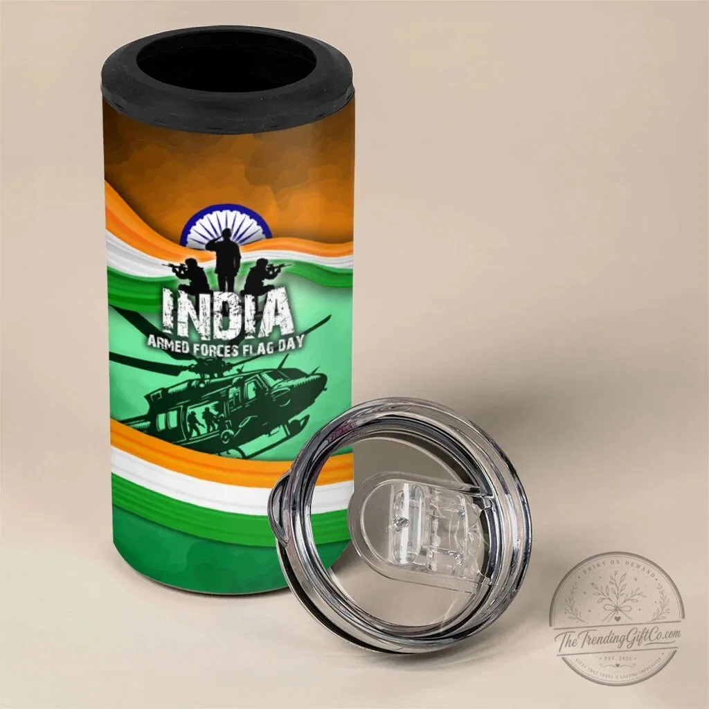 India Armed Forces Flag Day Patriotic Indian Military Can Cooler Tumbler 9 India Armed Forces Flag Day Patriotic Indian Military Can Cooler Tumbler