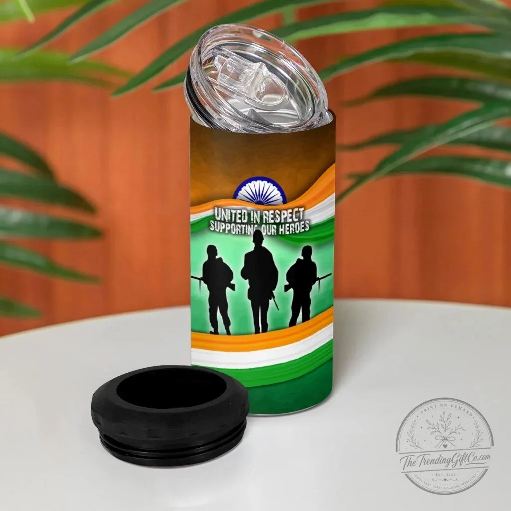 India Armed Forces Flag Day Patriotic Indian Military Can Cooler Tumbler 10 India Armed Forces Flag Day Patriotic Indian Military Can Cooler Tumbler