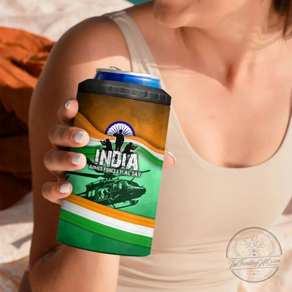 India Armed Forces Flag Day Patriotic Indian Military Can Cooler Tumbler 11 India Armed Forces Flag Day Patriotic Indian Military Can Cooler Tumbler