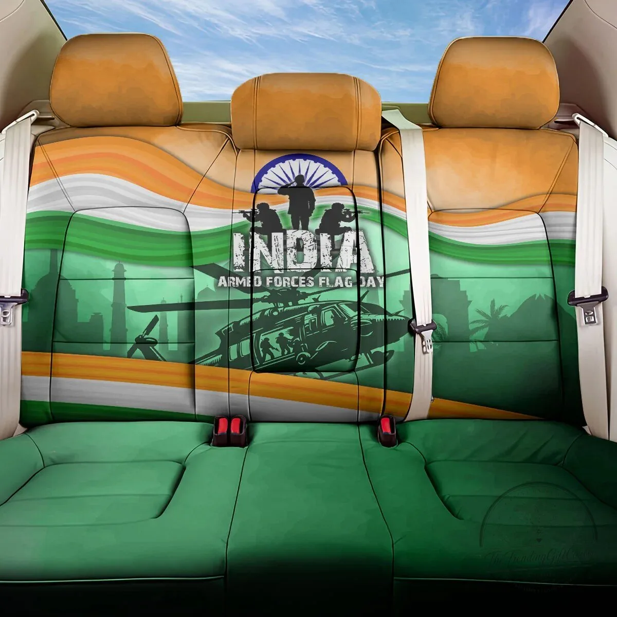 India Armed Forces Flag Day Car Seat Cover Patriotic Indian Military