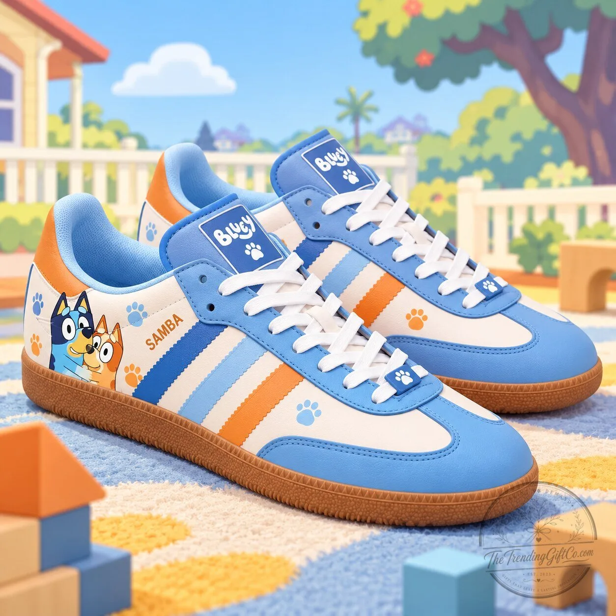 Bluey and Bingo Cartoon Character Samba Style Sneakers for Adults and Kids