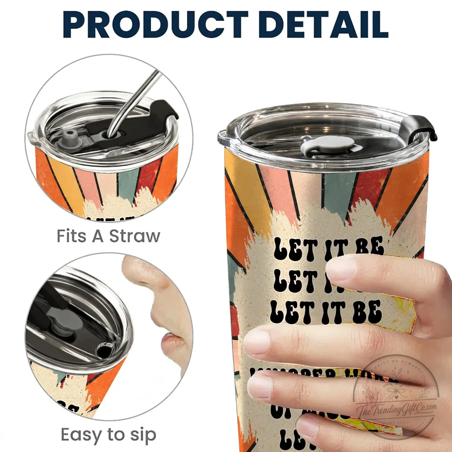 Let It Be Sunflower Retro Rainbow The Beatles Lyrics Tumbler 8 Let It Be Sunflower Retro Rainbow The Beatles Lyrics Tumbler