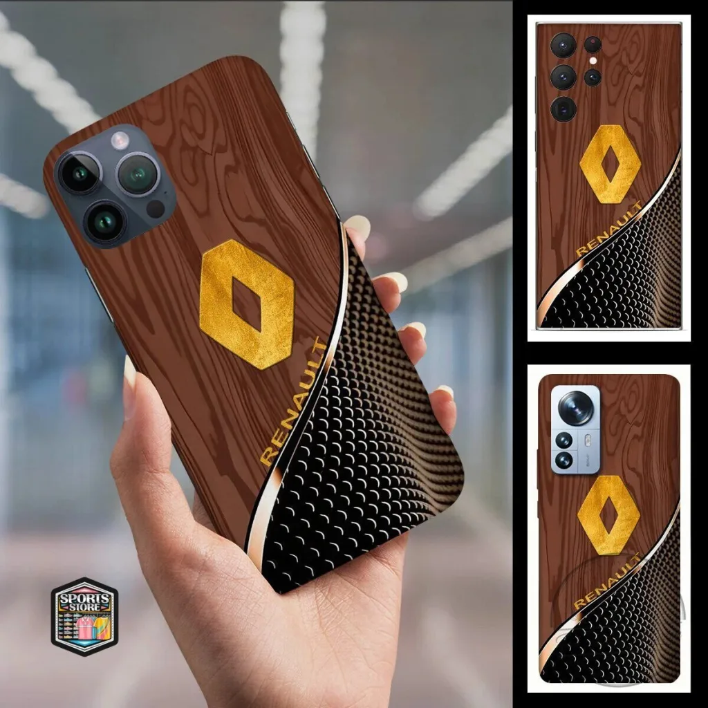 Renault Car Logo Wood Grain Pattern Phone Case Renault Car Logo Wood Grain Pattern Phone Case