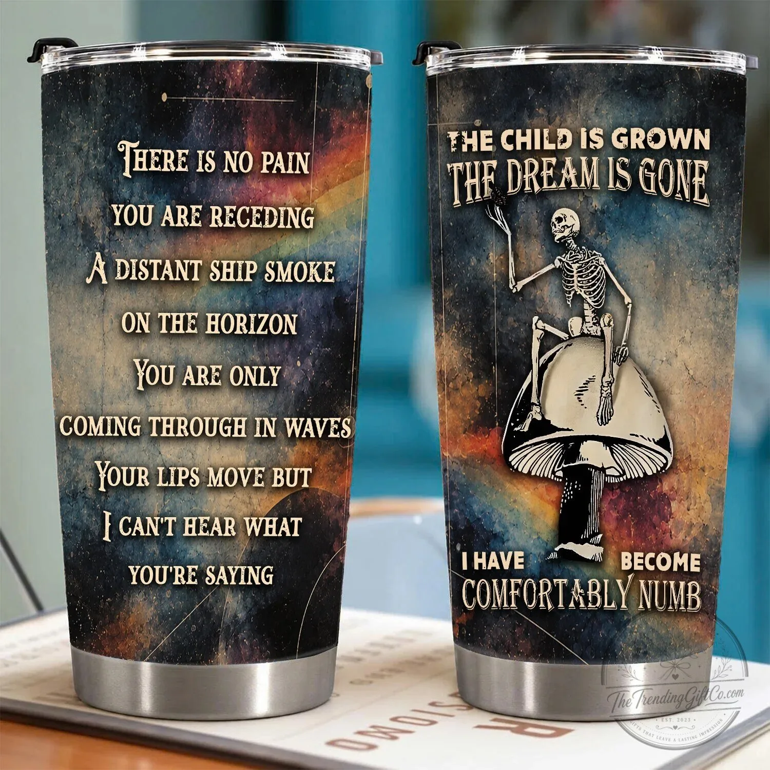 Pink Floyd Comfortably Numb Lyrics Skeleton Mushroom Tumbler 8 Pink Floyd Comfortably Numb Lyrics Skeleton Mushroom Tumbler