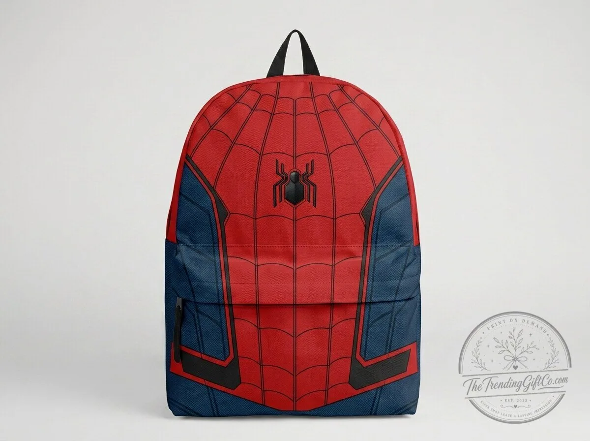 Superhero Backpack with Spider-Man's Red and Blue Web Design 1 Superhero Backpack with Spider-Man