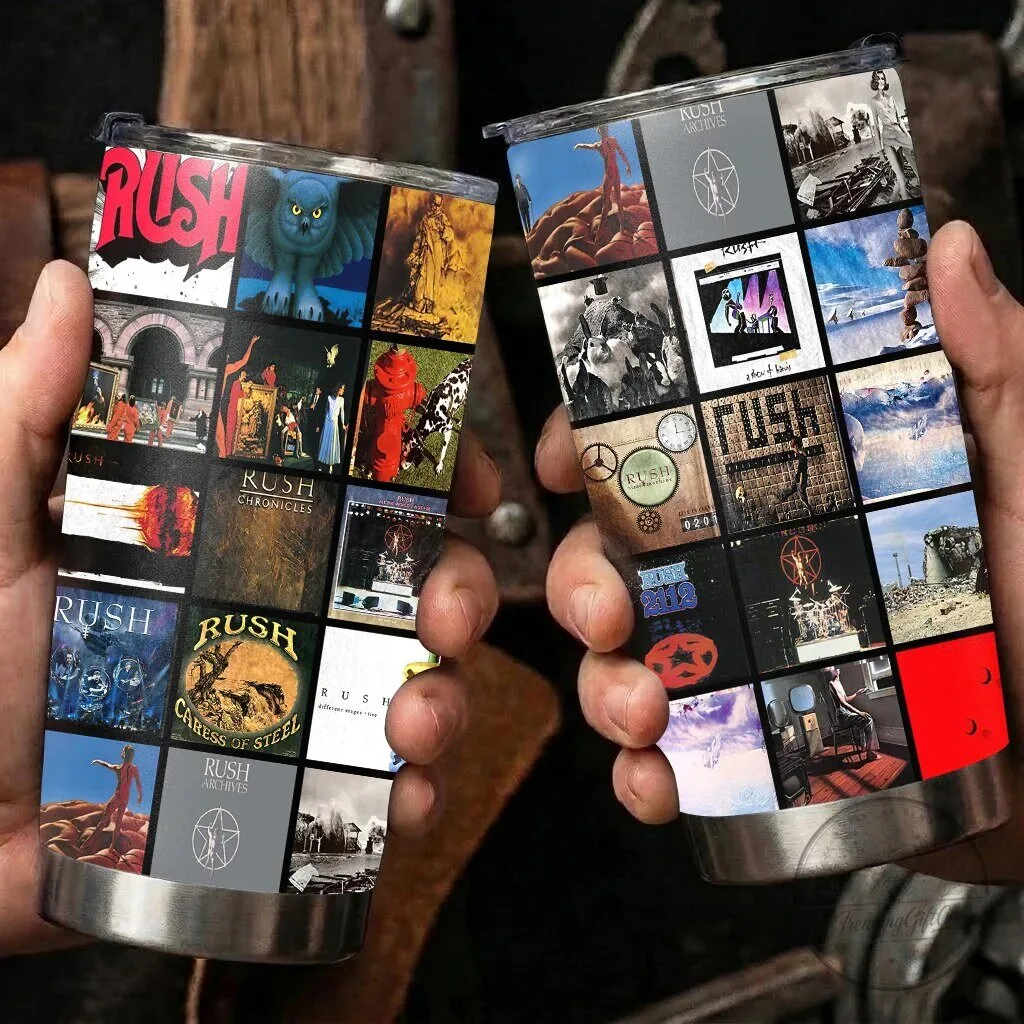 Rush Band Albums Collage Stainless Steel 20 Ounce Tumbler