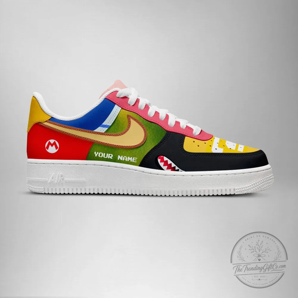 Super Mario Brothers Custom Name Embossed Logo Sneakers 4 Super Mario Brothers Custom Name Embossed Logo Sneakers