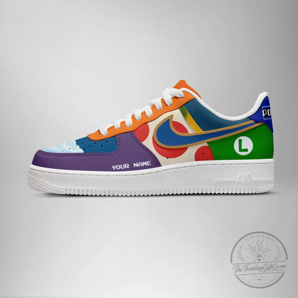 Super Mario Brothers Custom Name Embossed Logo Sneakers 5 Super Mario Brothers Custom Name Embossed Logo Sneakers