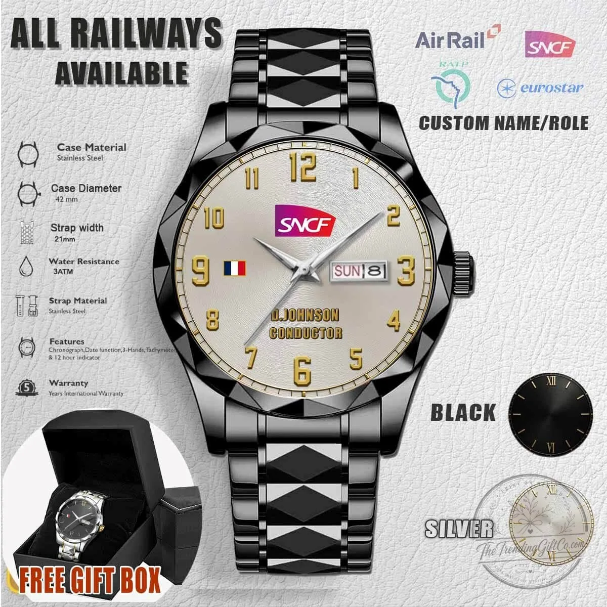 SNCF French Railways Stainless Steel Watch 4 SNCF French Railways Stainless Steel Watch