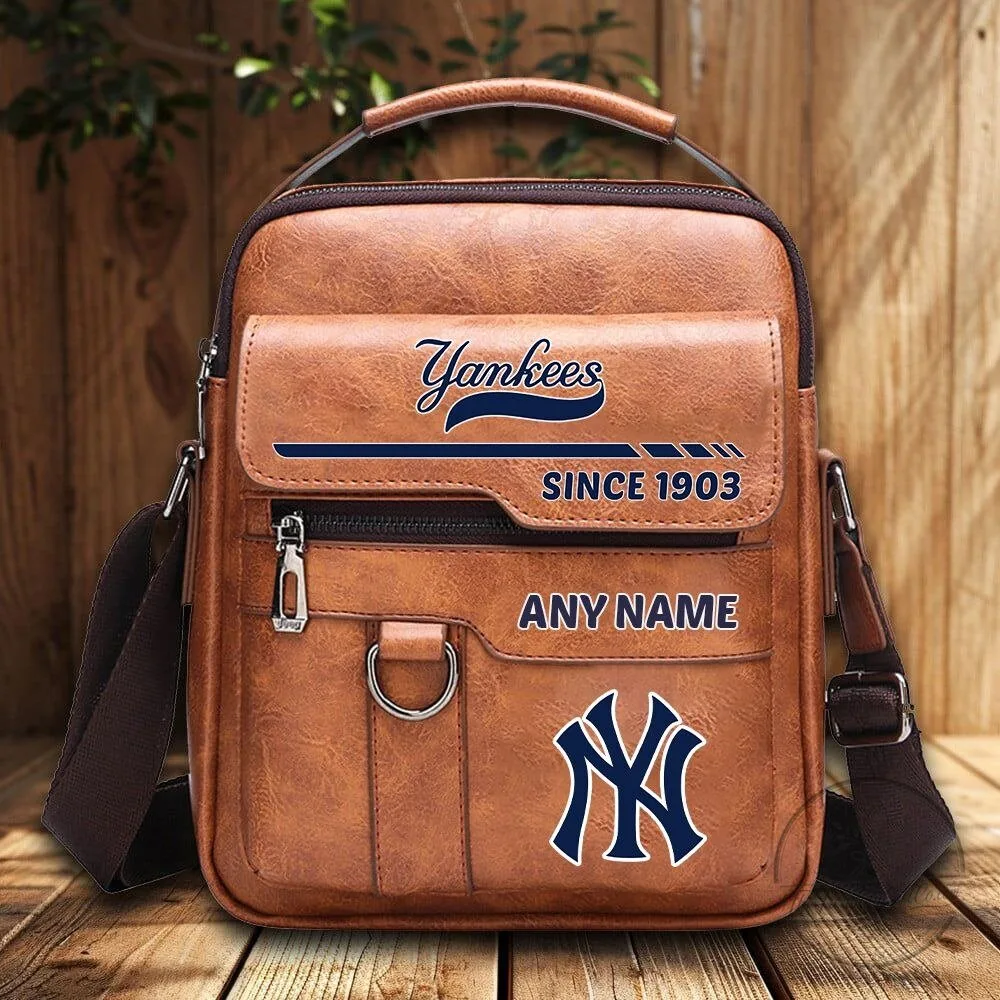 New York Yankees Personalized Vintage PU Leather Shoulder Bag