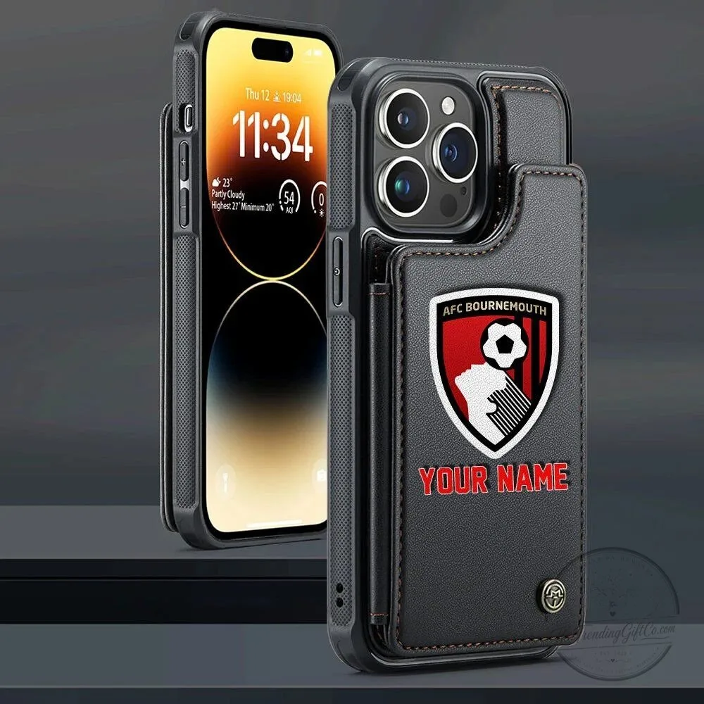 AFC Bournemouth Personalized Name Leather Flip Wallet Phone Case