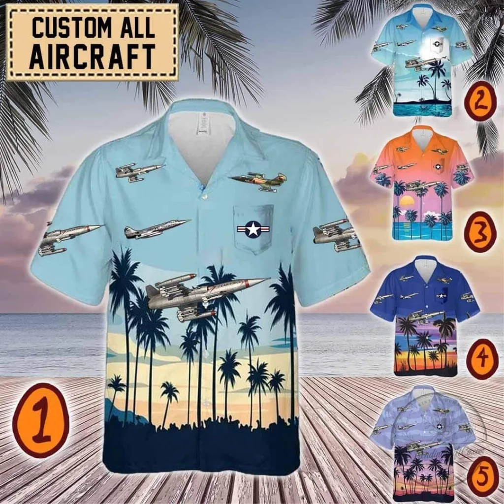 F-104 Starfighter Jet Aircraft Hawaiian Shirt
