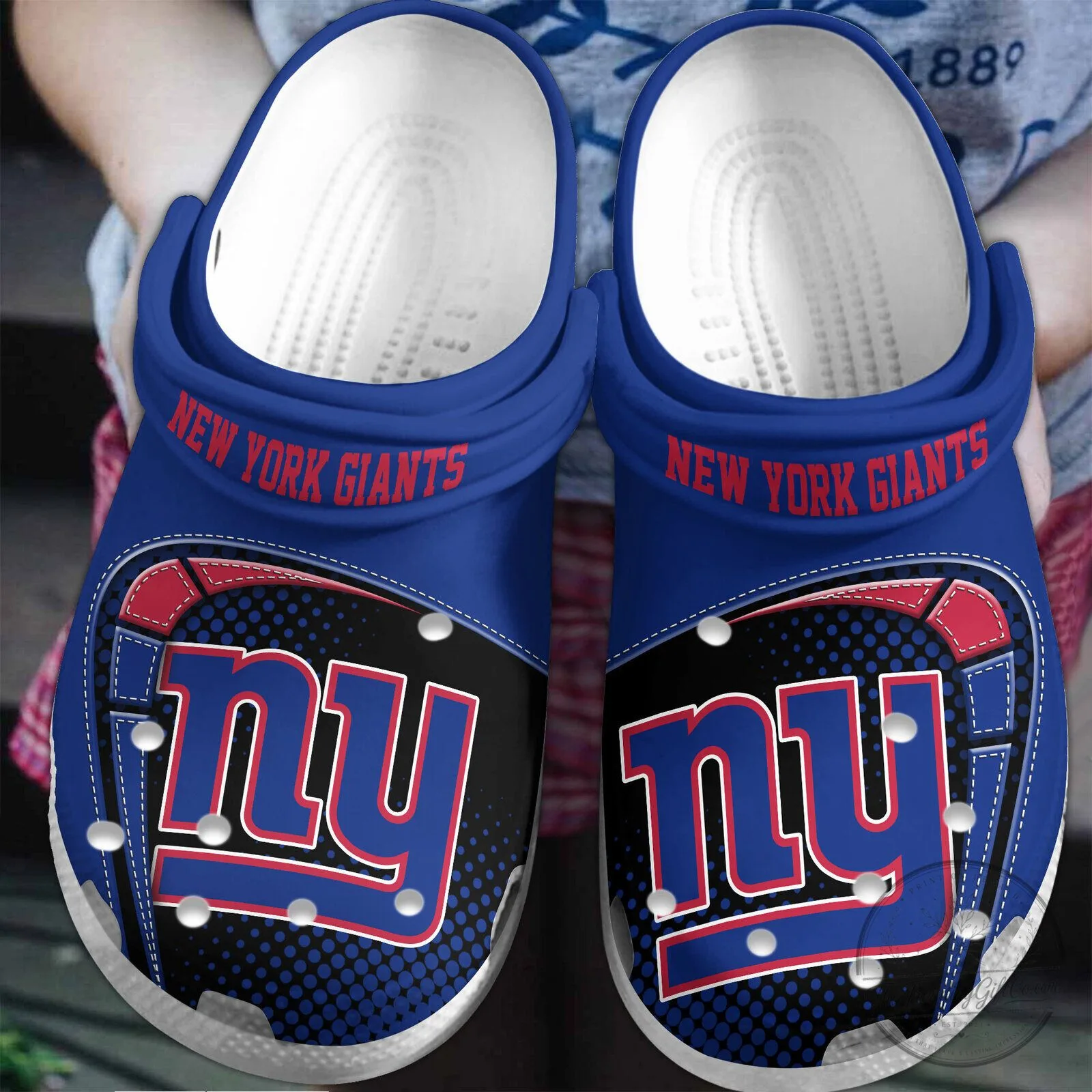 New York Giants NFL Football Team Logo Blue Crocs Shoes for Men and Women