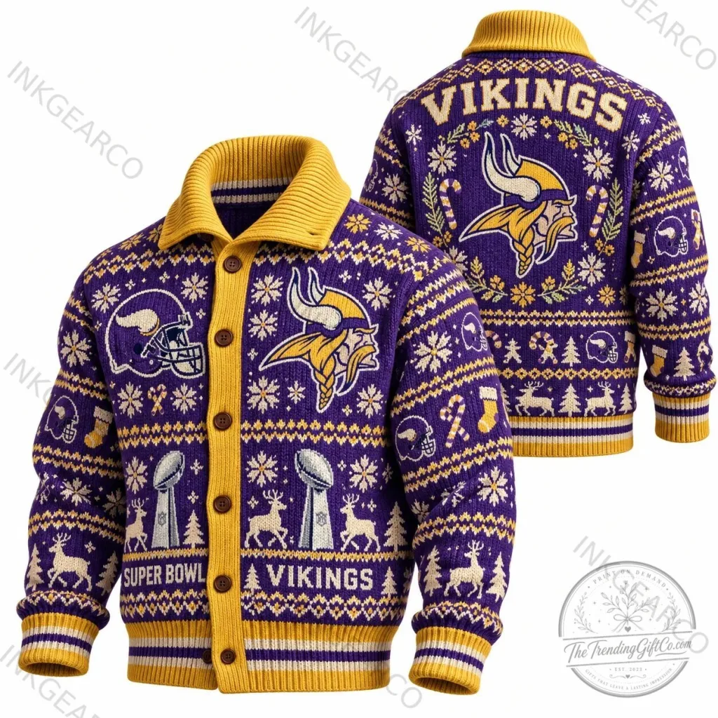 Minnesota Vikings NFL Ugly Christmas Sweater Cardigan Minnesota Vikings NFL Ugly Christmas Sweater Cardigan