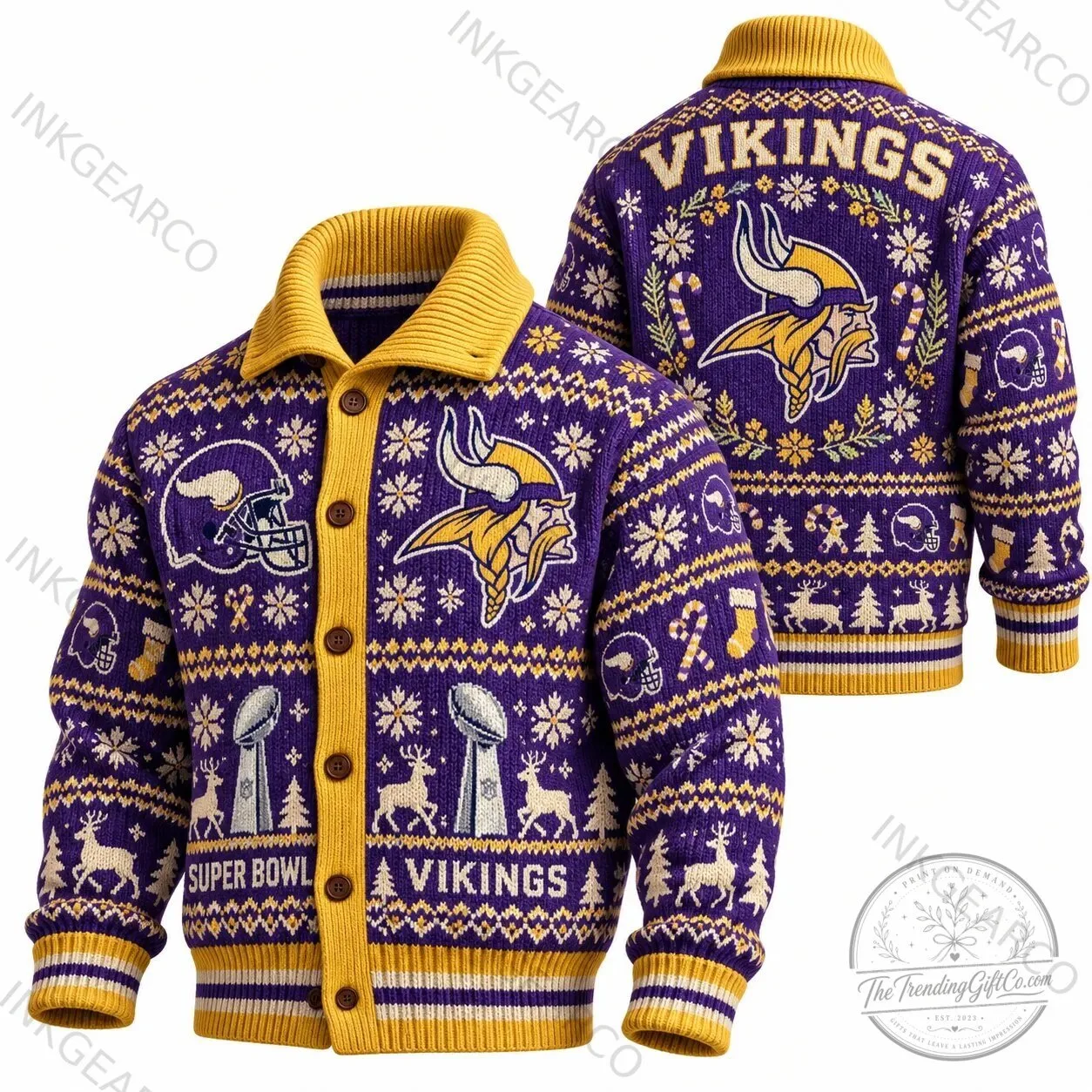 Minnesota Vikings NFL Ugly Christmas Sweater Cardigan 1 Minnesota Vikings NFL Ugly Christmas Sweater Cardigan