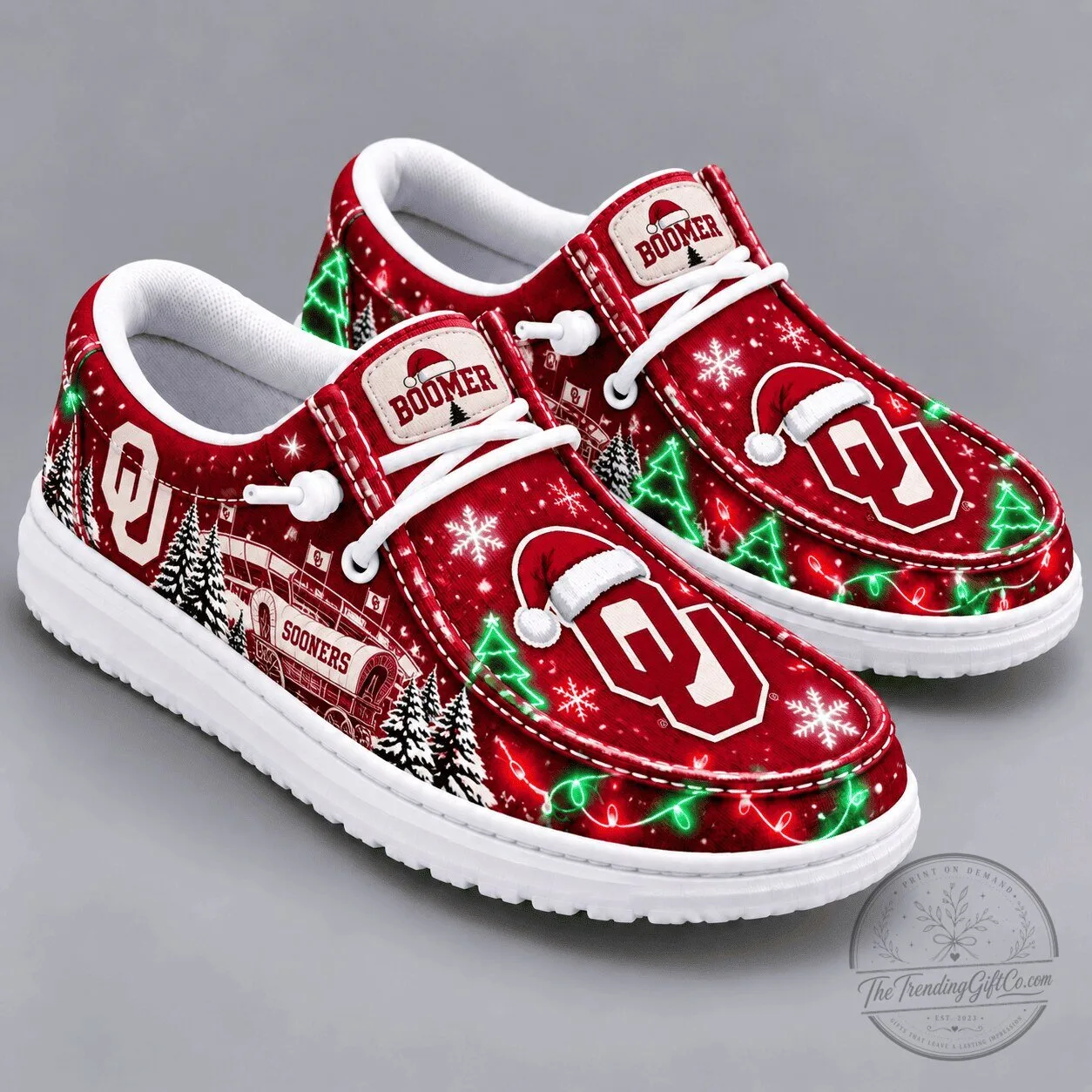 Oklahoma Sooners Christmas Spirit Holiday Loafers Shoes for Game Day