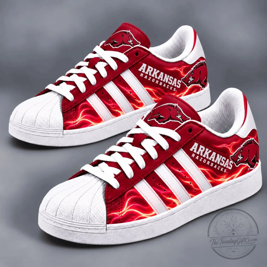 Arkansas Razorbacks Scarlet Thunder Superstar Shoes Arkansas Razorbacks Scarlet Thunder Superstar Shoes