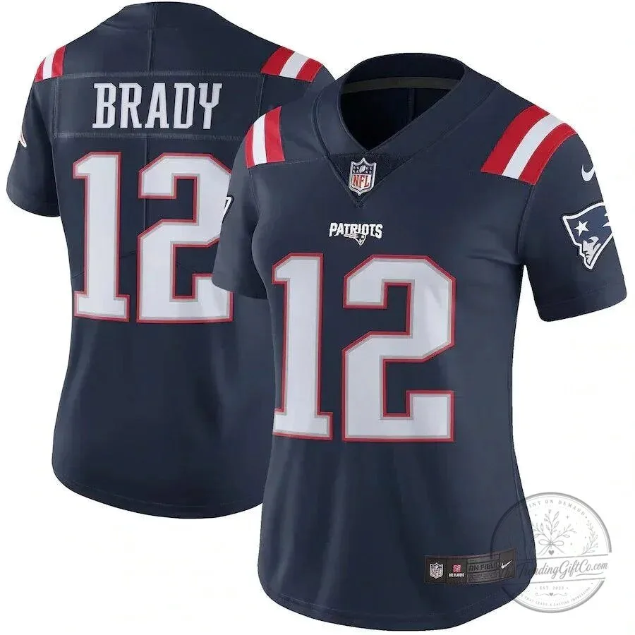 New England Patriots Tom Brady Number 12 Women's Football Jersey