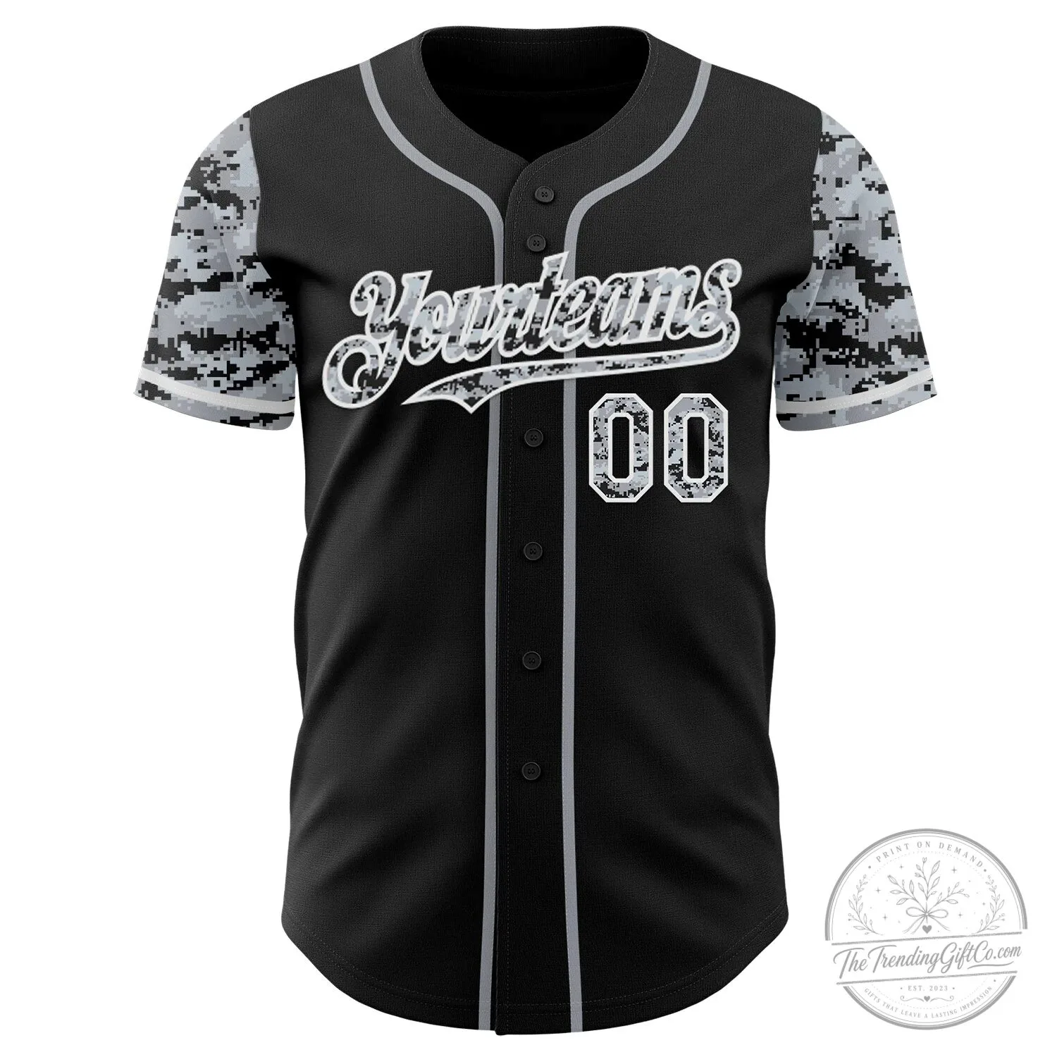 Custom Black Gray White Digital Camouflage Two Tone Authentic Baseball Jersey 6 Custom Black Gray White Digital Camouflage Two Tone Authentic Baseball Jersey
