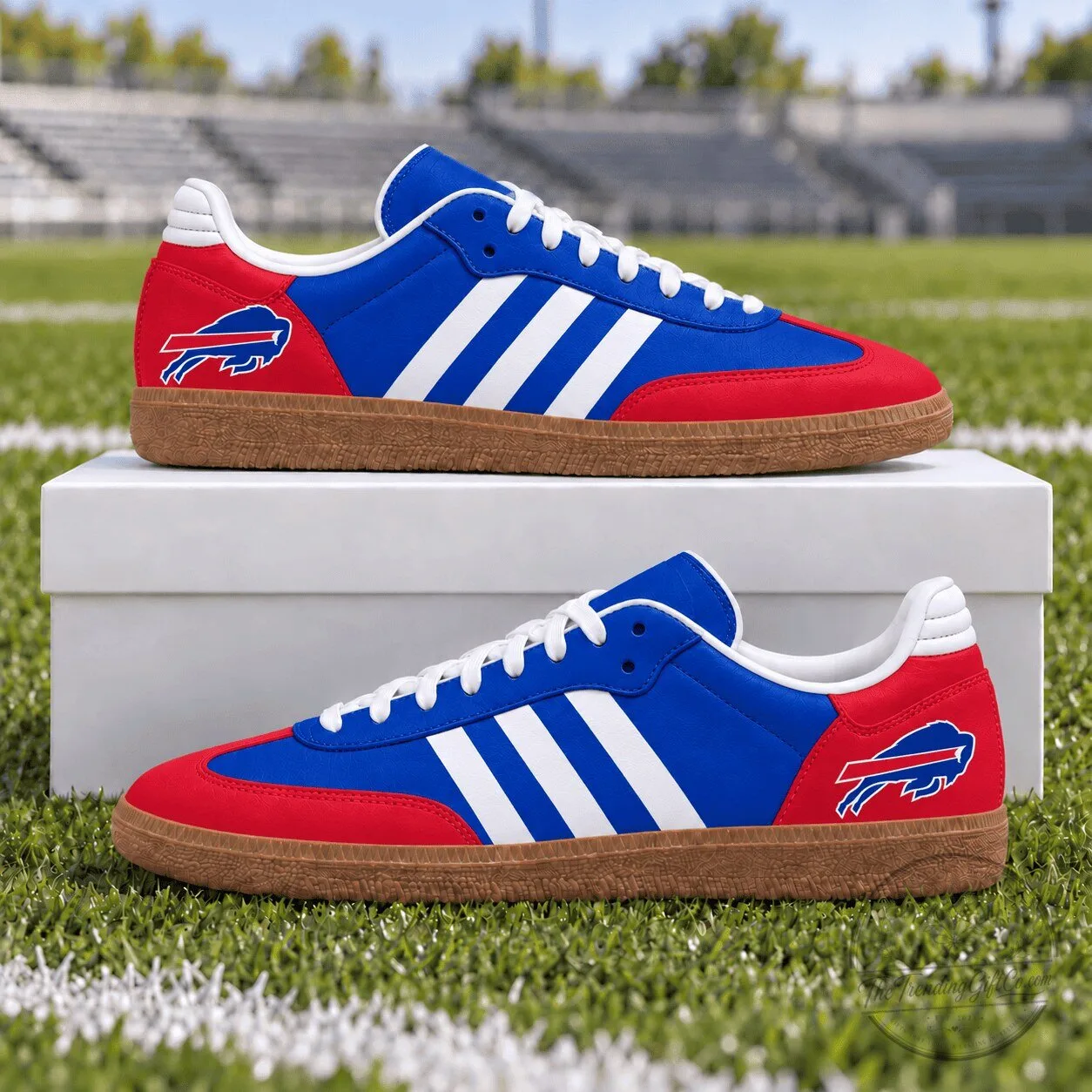 Buffalo Bills Football Team Blue and Red Three Stripes Sneakers Shoes