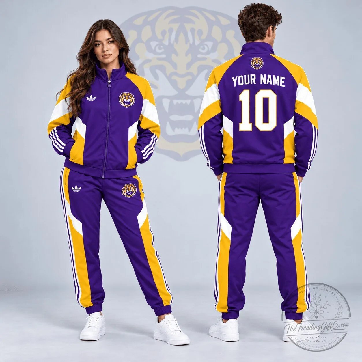 Louisiana State University Tigers Personalized Purple and Gold Tracksuit Hoodie