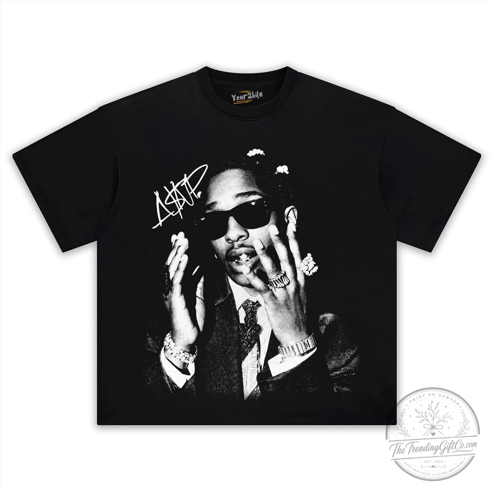 ASAP Rocky Vintage Washed Graphic Print Oversized Hip Hop Style T-Shirt 9 ASAP Rocky Vintage Washed Graphic Print Oversized Hip Hop Style T-Shirt