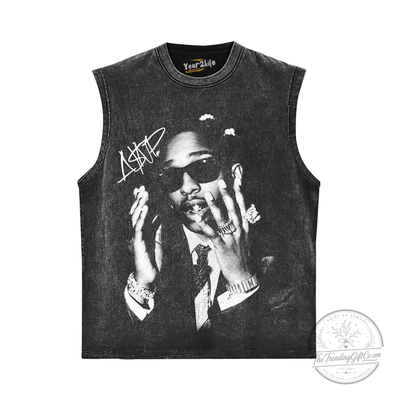 ASAP Rocky Vintage Washed Graphic Print Oversized Hip Hop Style T-Shirt 11 ASAP Rocky Vintage Washed Graphic Print Oversized Hip Hop Style T-Shirt