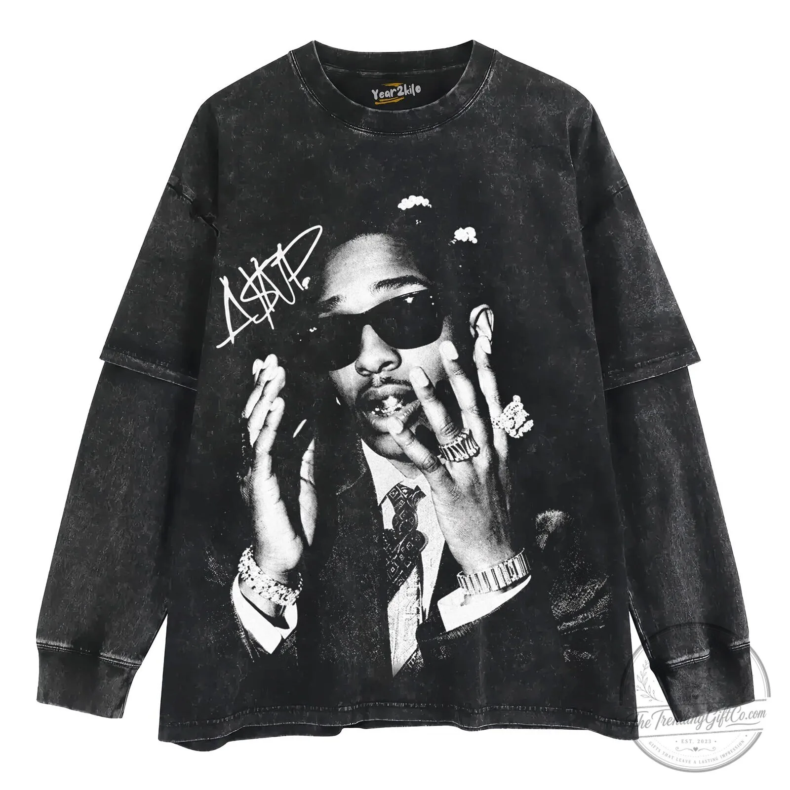 ASAP Rocky Vintage Washed Graphic Print Oversized Hip Hop Style T-Shirt 12 ASAP Rocky Vintage Washed Graphic Print Oversized Hip Hop Style T-Shirt