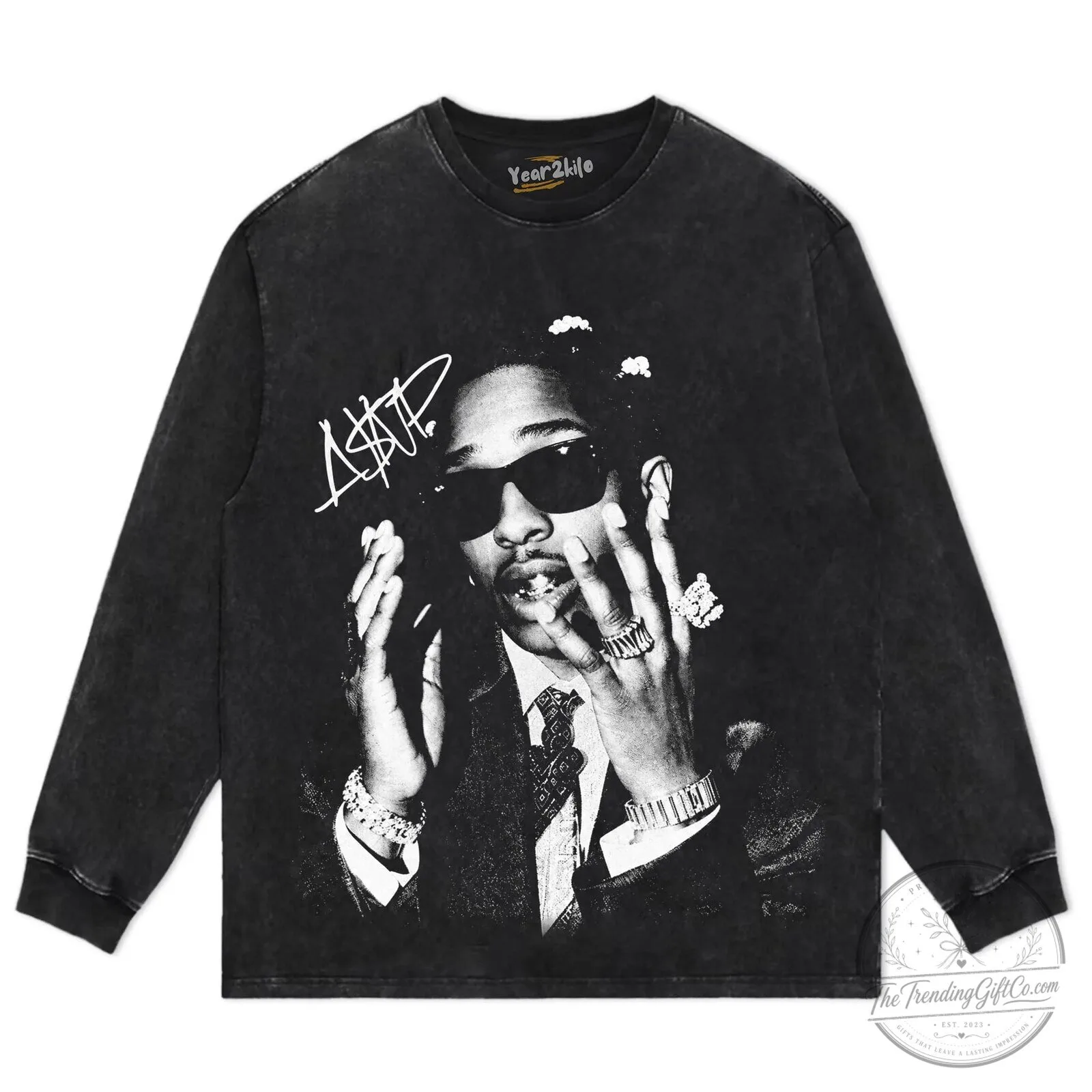 ASAP Rocky Vintage Washed Graphic Print Oversized Hip Hop Style T-Shirt 14 ASAP Rocky Vintage Washed Graphic Print Oversized Hip Hop Style T-Shirt
