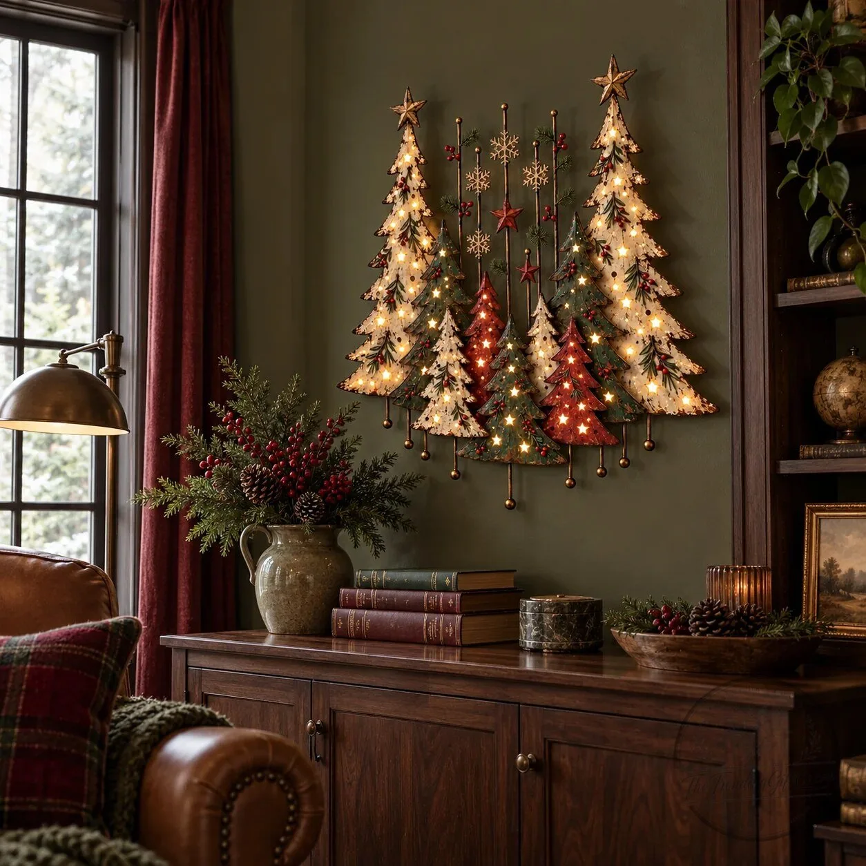 Vintage Christmas Forest Metal Tree Wall Art Decor with LED Lights – image 2 of 18