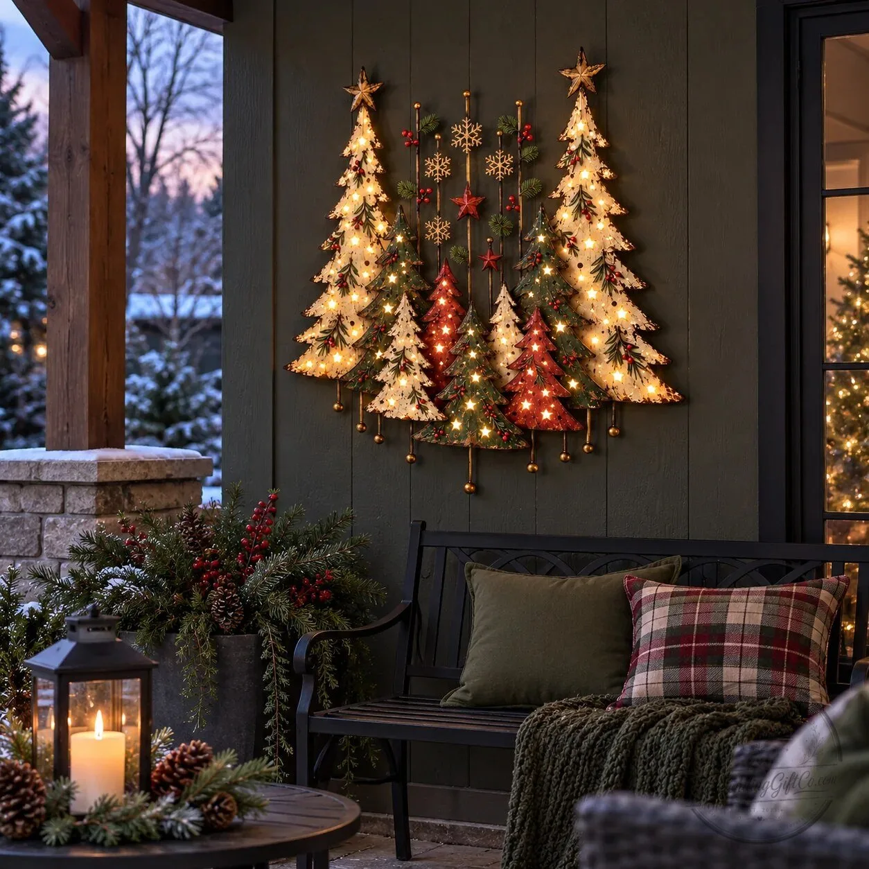 Vintage Christmas Forest Metal Tree Wall Art Decor with LED Lights – image 10 of 18