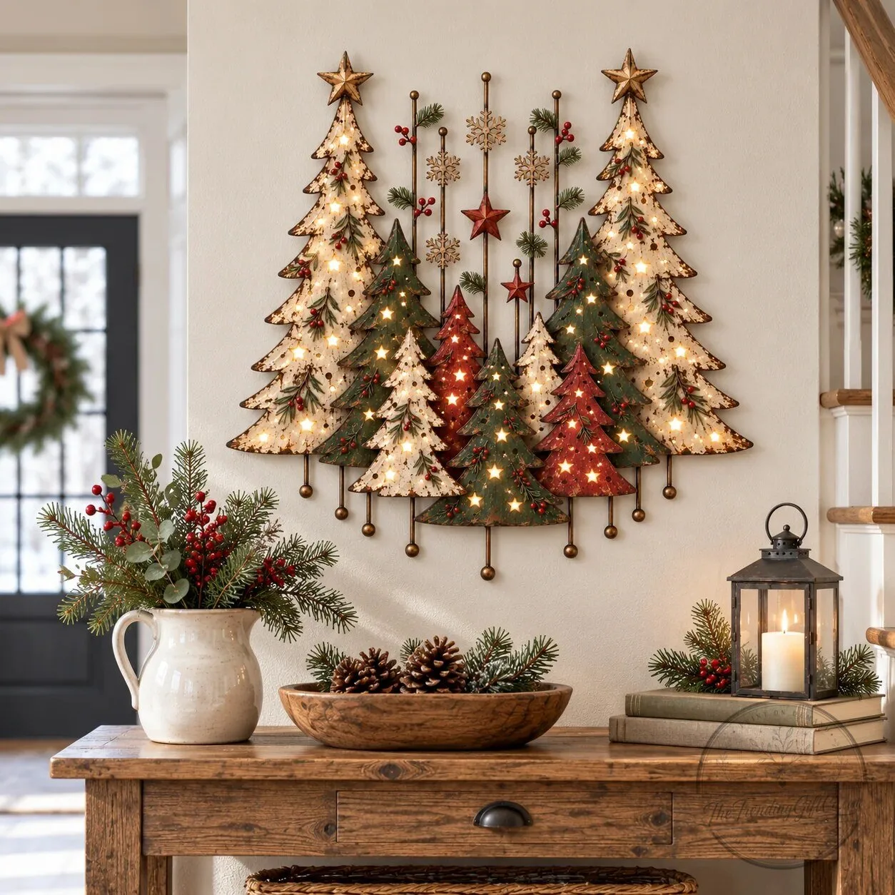 Vintage Christmas Forest Metal Tree Wall Art Decor with LED Lights – image 17 of 18