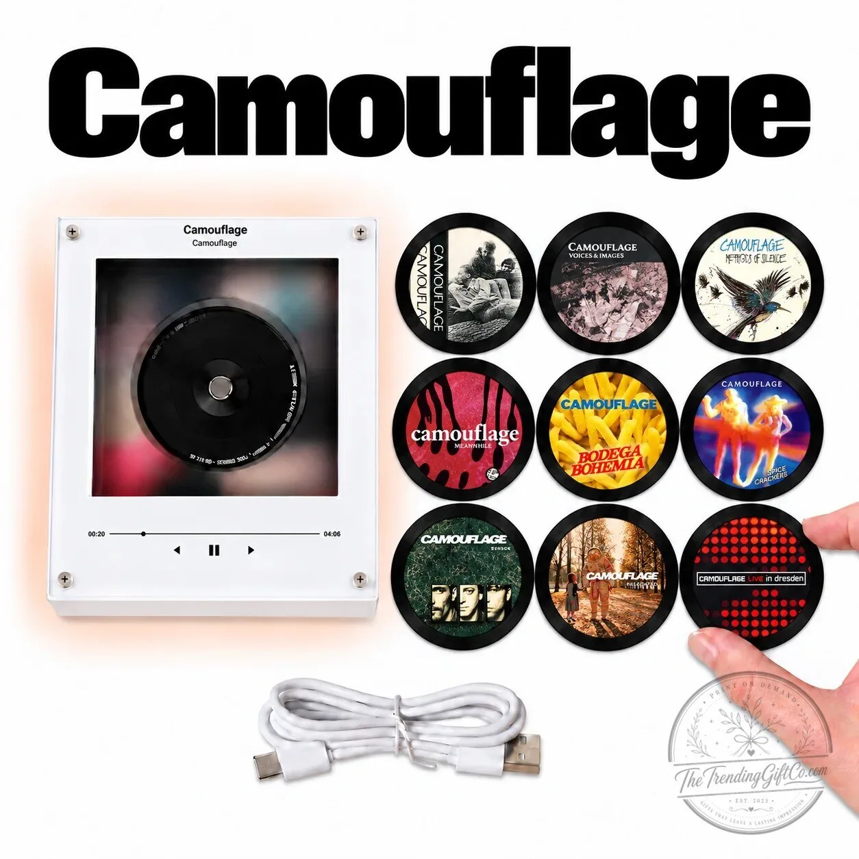 Camouflage Mini CD Player with Voices and Images Album Art LED Night Light 8 Camouflage Mini CD Player with Voices and Images Album Art LED Night Light