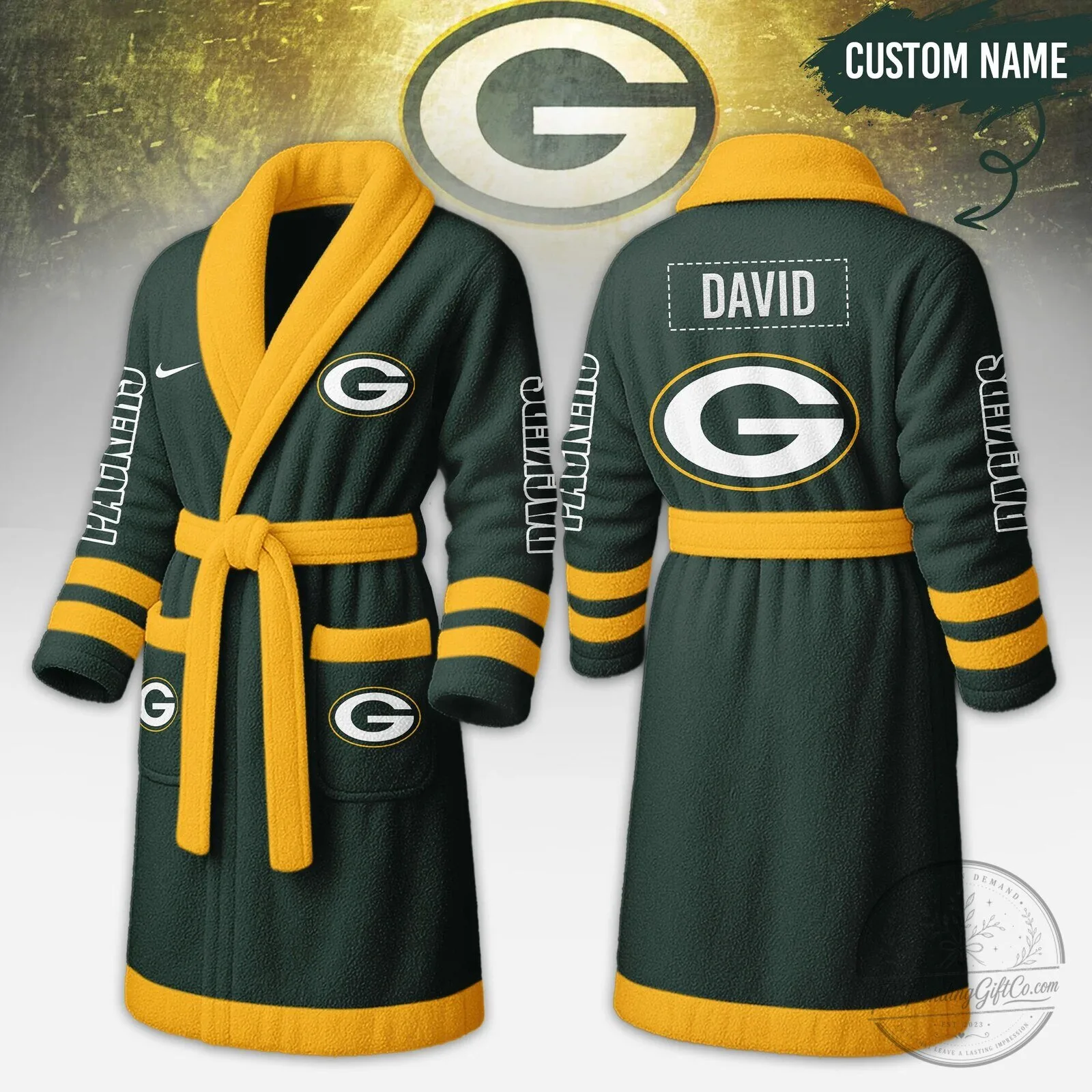 Green Bay Packers NFL Football Team Logo Custom Name Bathrobe 1 Green Bay Packers NFL Football Team Logo Custom Name Bathrobe