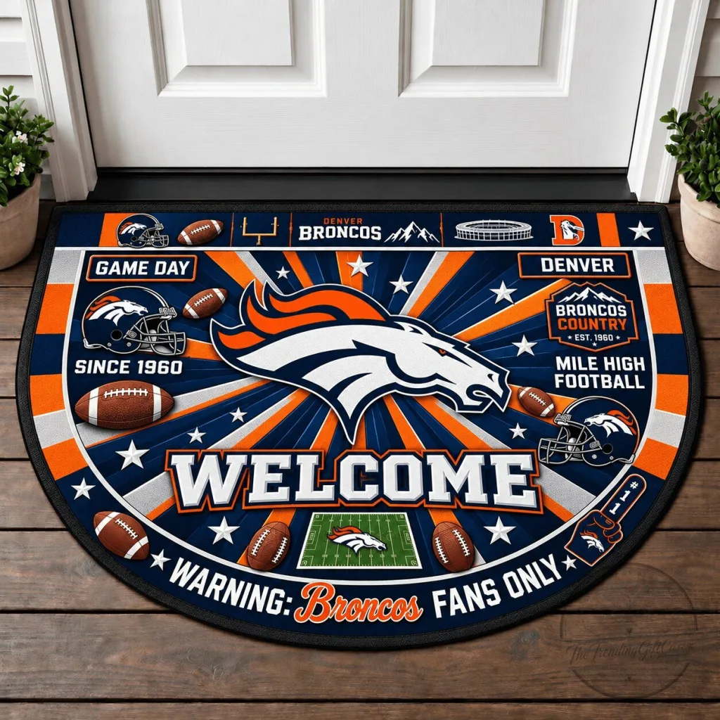 Denver Broncos NFL Football Team Welcome Doormat for Fans Denver Broncos NFL Football Team Welcome Doormat for Fans
