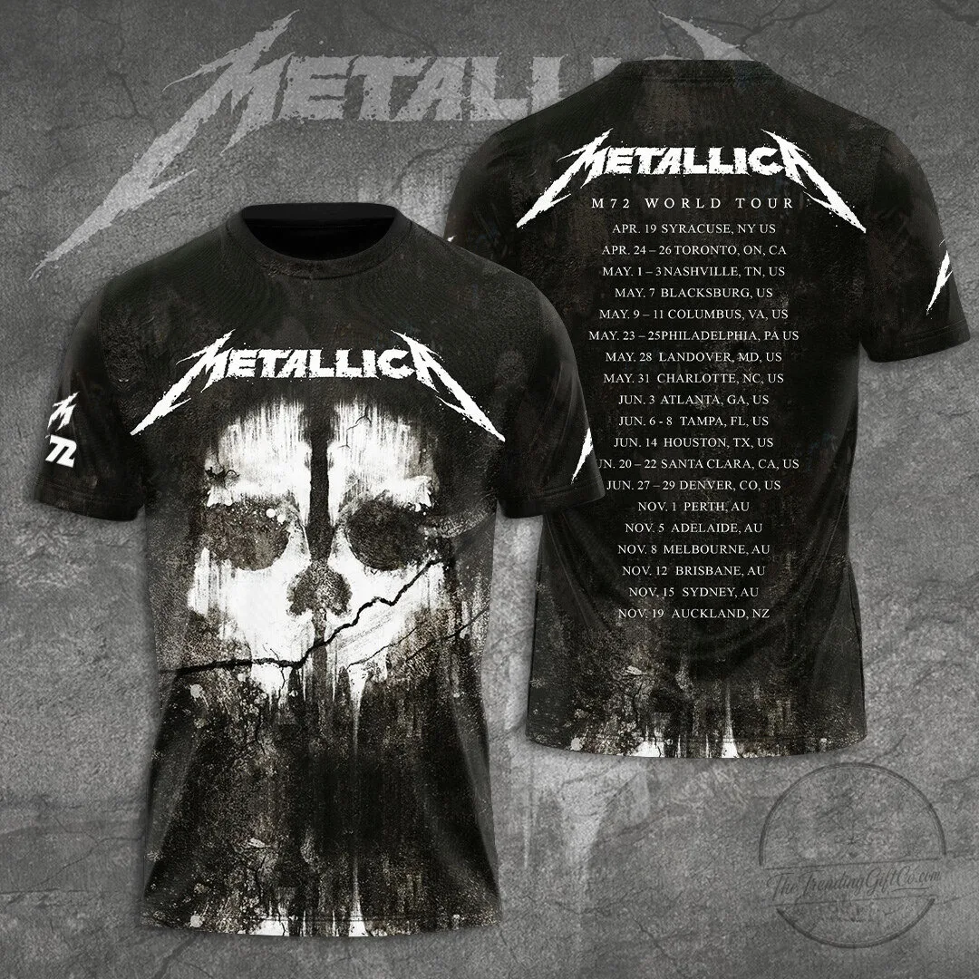 Metallica M72 World Tour Skull Graphic Black Band T-Shirt 1 Metallica M72 World Tour Skull Graphic Black Band T-Shirt
