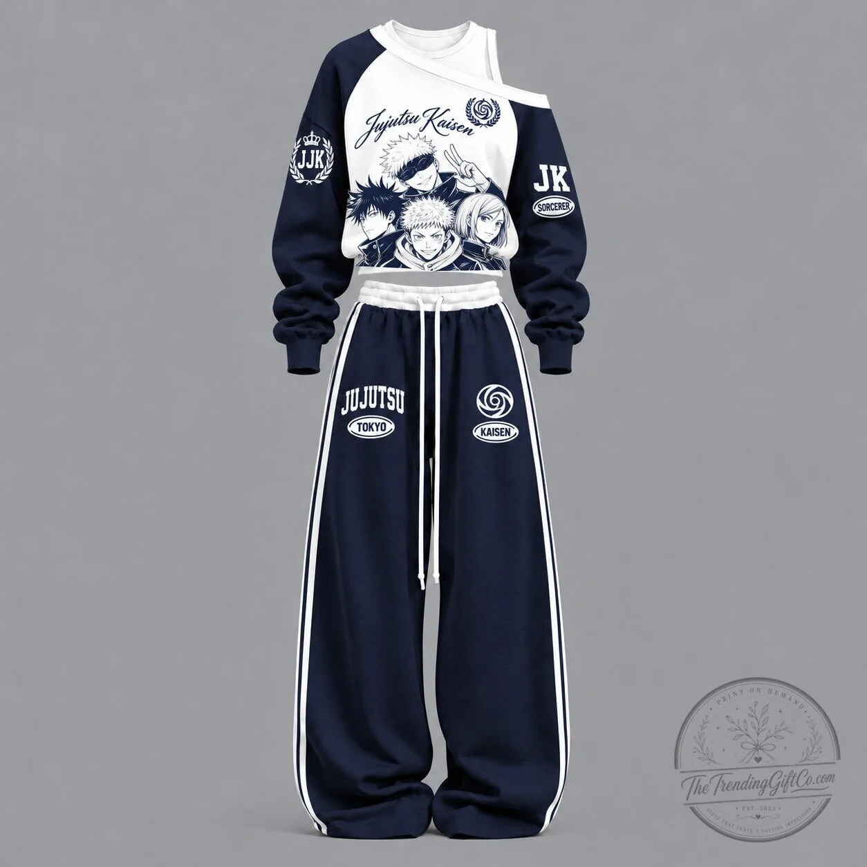 Jujutsu Kaisen Anime Characters Off Shoulder Sweatshirt and Sweatpants Set 1 Jujutsu Kaisen Anime Characters Off Shoulder Sweatshirt and Sweatpants Set