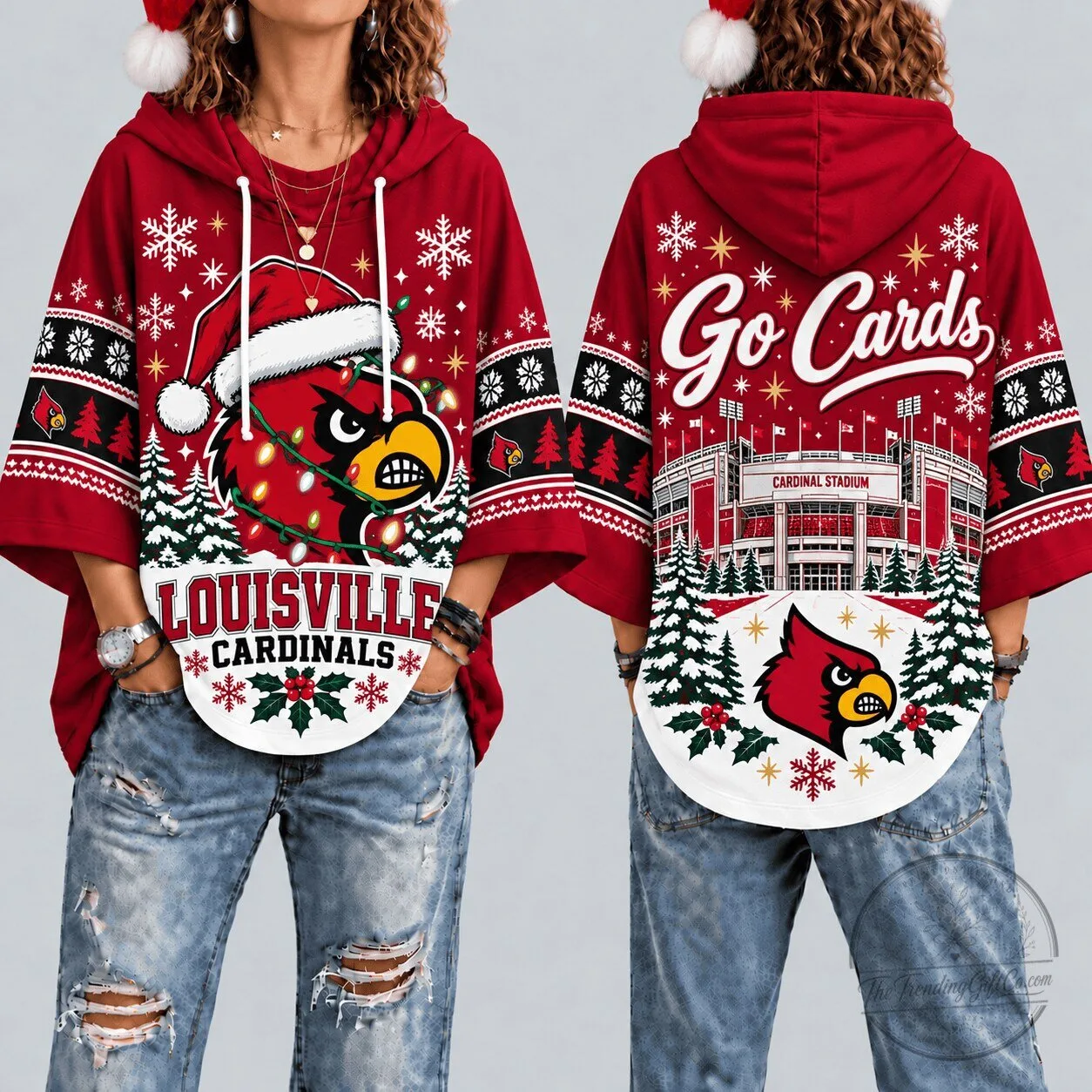 Louisville Cardinals Christmas Santa Hat Mascot Hoodie