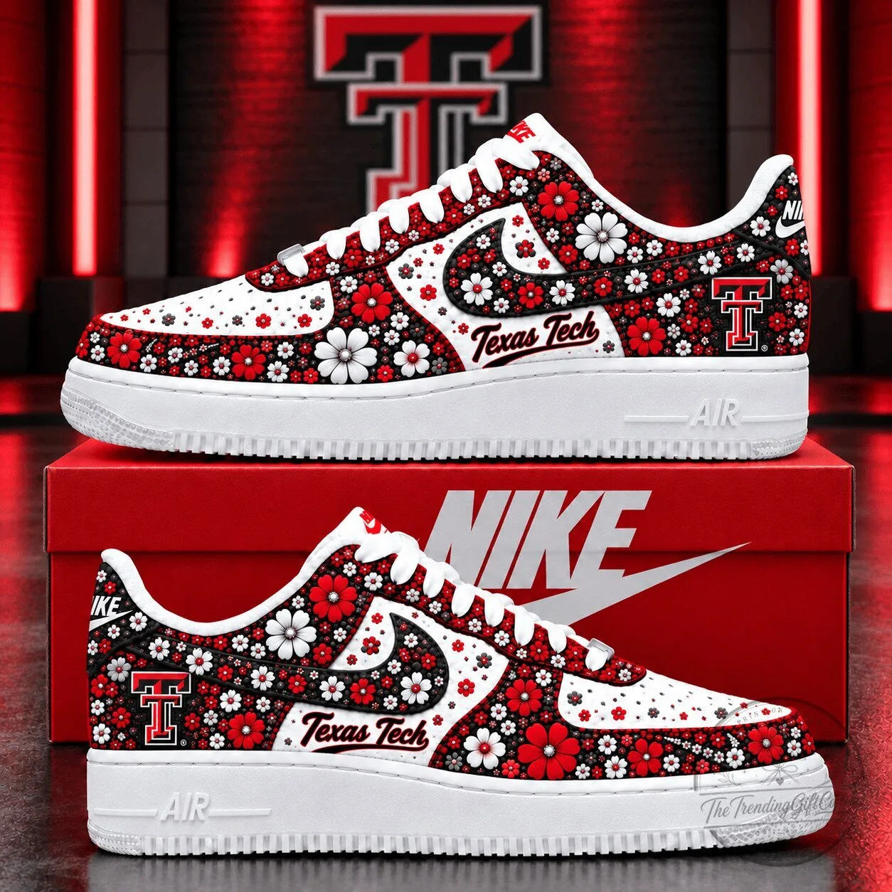 Texas Tech Red Raiders Floral Pattern NCAA Team Custom Shoes